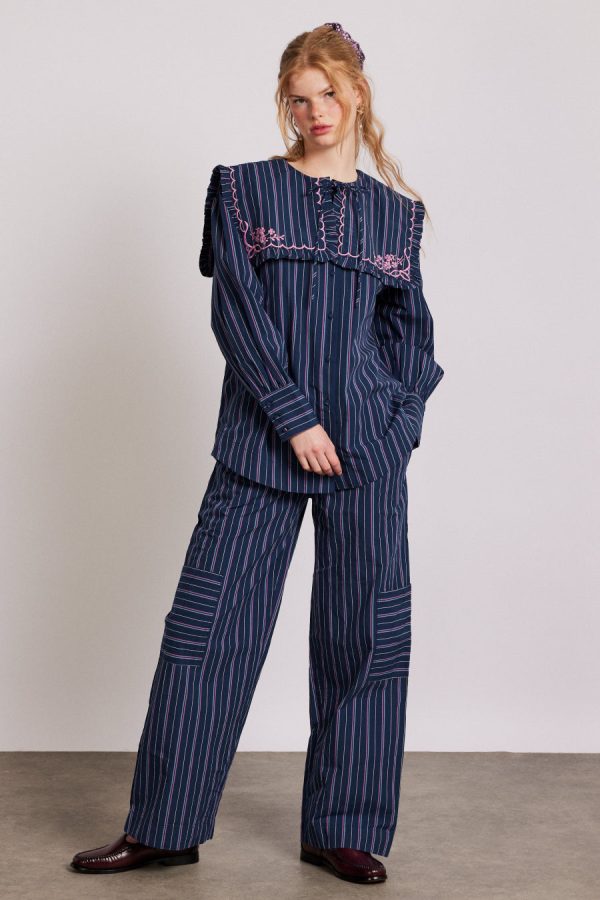 nordine blouse - navy stripe None Women | Co-ords Damson Madder - Image 2