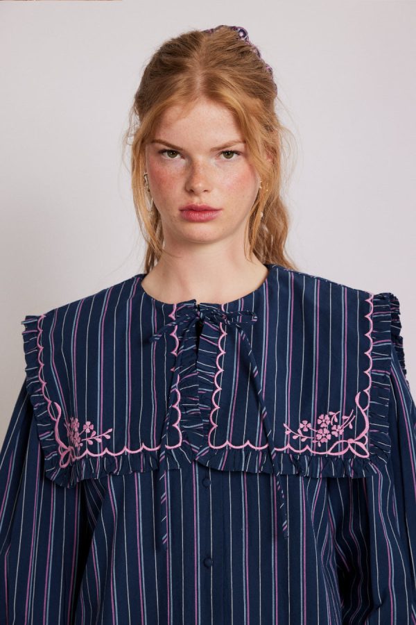 nordine blouse - navy stripe None Women | Co-ords Damson Madder - Image 5