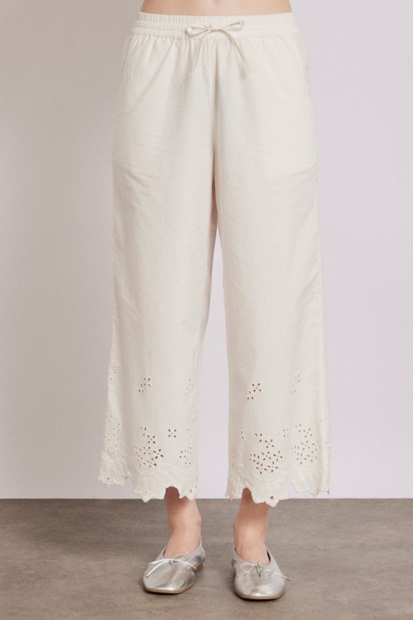 Women lana trousers - white broderie None | Co-ords Damson Madder