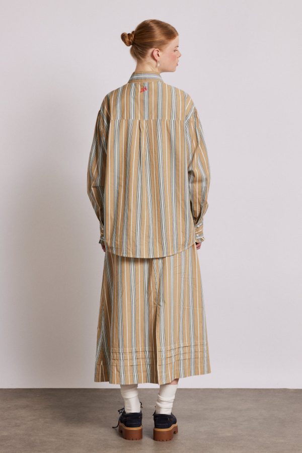 Co-ords Damson Madder Women | kylie ruffle shirt - tan stripe None - Image 2