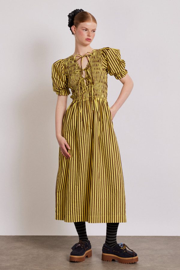 Co-ords Damson Madder Women | bluebelle midi dress - brown yellow stripe None