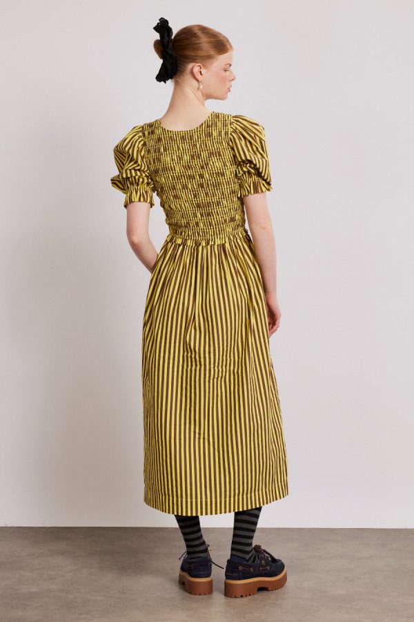 Co-ords Damson Madder Women | bluebelle midi dress - brown yellow stripe None - Image 6