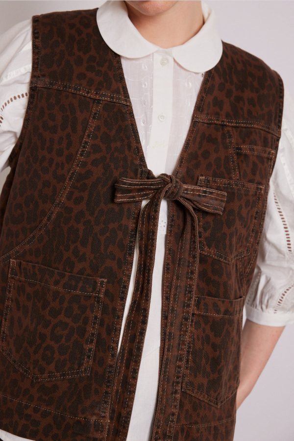 Co-ords Damson Madder Women | dilly denim gilet - dark leopard None - Image 3