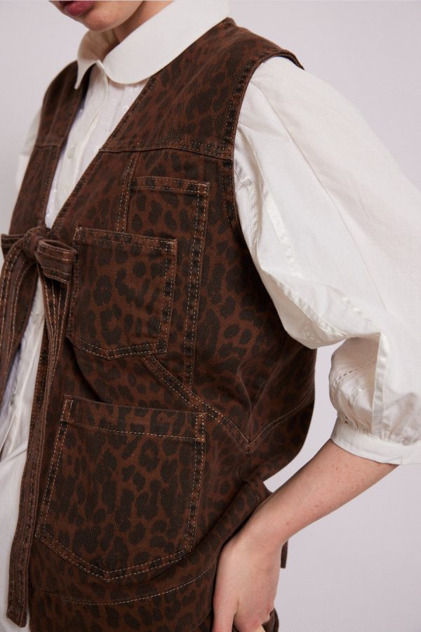 Co-ords Damson Madder Women | dilly denim gilet - dark leopard None - Image 4