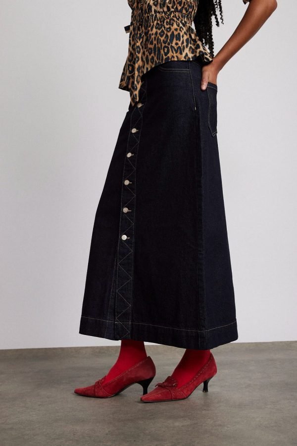 Co-ords | charley denim skirt - dark indigo None - Damson Madder Women - Image 3