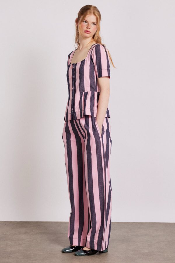 philly peplum blouse - pink blue stripe None | Co-ords Damson Madder Women - Image 6
