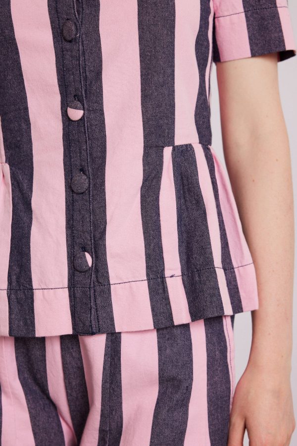 philly peplum blouse - pink blue stripe None | Co-ords Damson Madder Women - Image 5