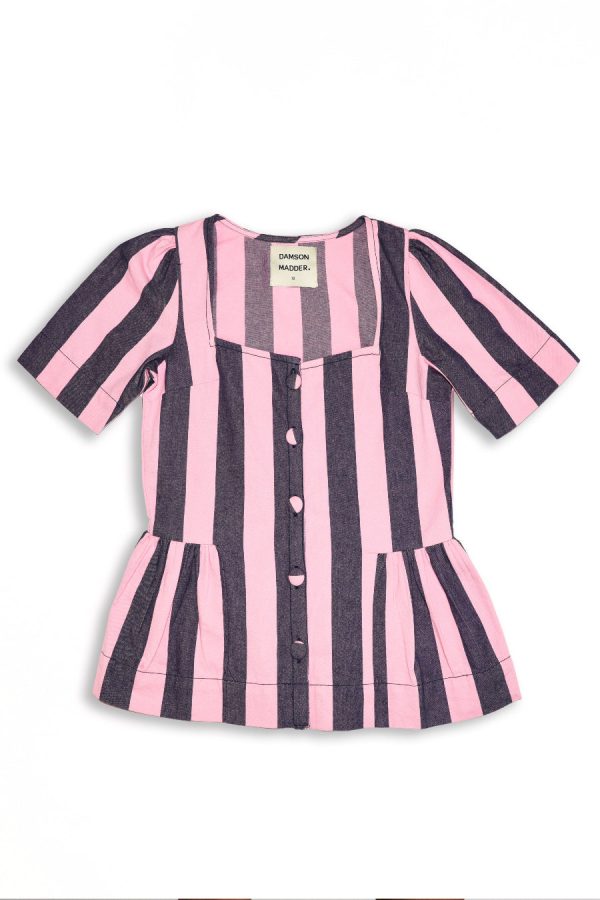 philly peplum blouse - pink blue stripe None | Co-ords Damson Madder Women - Image 3