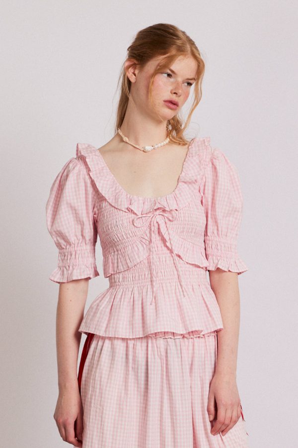 Co-ords | meghan blouse - pink gingham None | Damson Madder Women