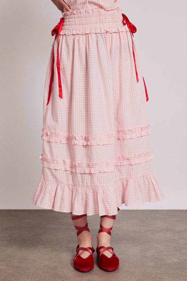 Co-ords | olivia ruffle skirt - pink gingham None - Damson Madder Women