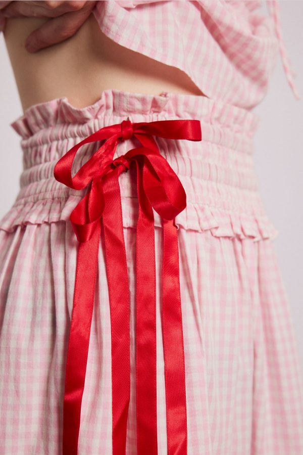 Co-ords | olivia ruffle skirt - pink gingham None - Damson Madder Women - Image 4