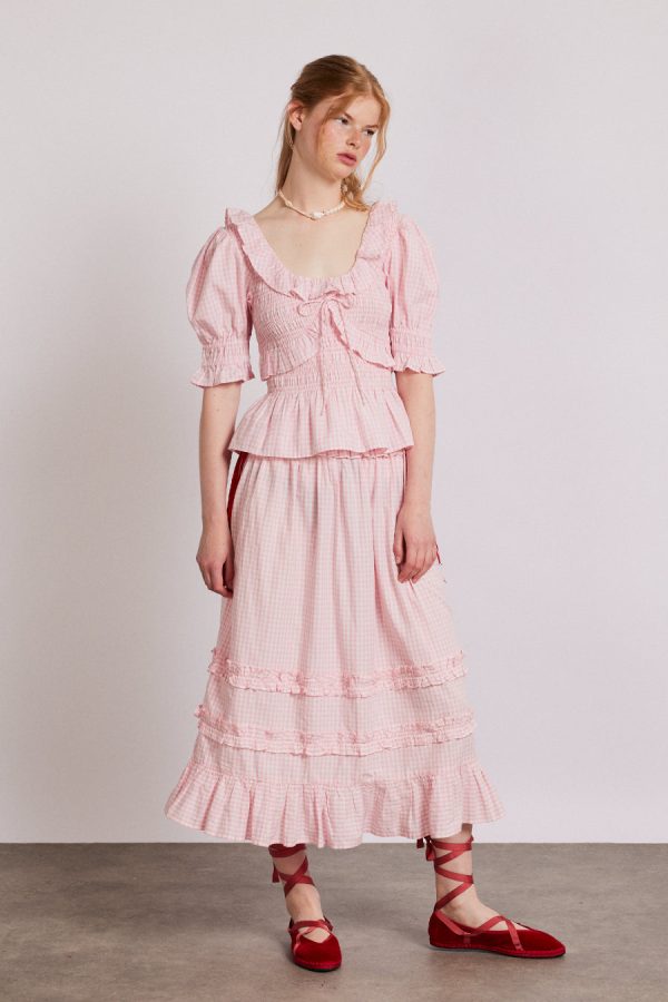 Co-ords | olivia ruffle skirt - pink gingham None - Damson Madder Women - Image 3