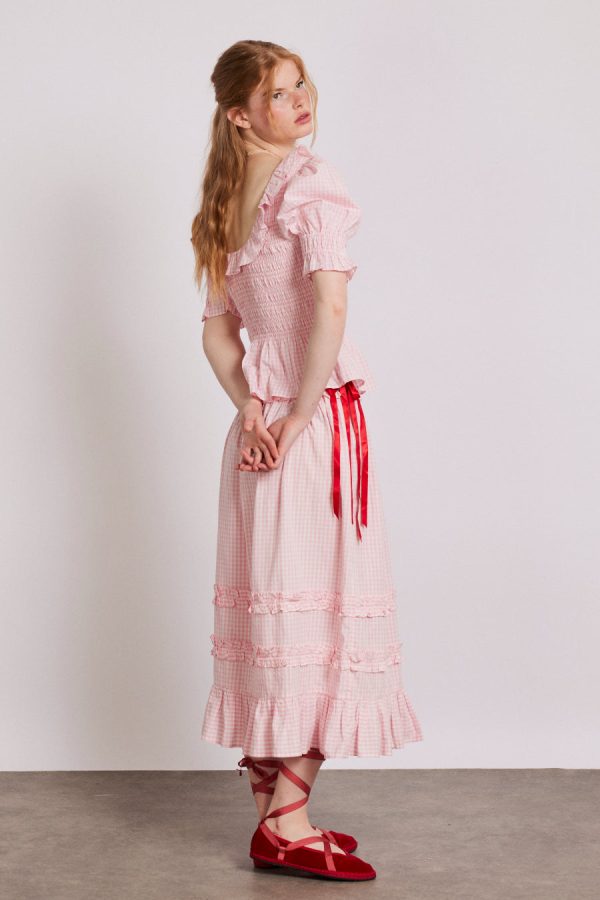 Co-ords | olivia ruffle skirt - pink gingham None - Damson Madder Women - Image 6