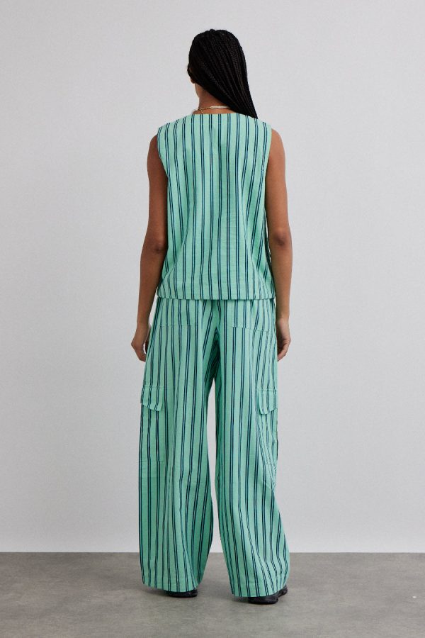 Co-ords Damson Madder | Women coco oversized waistcoat - mint stripe None - Image 6