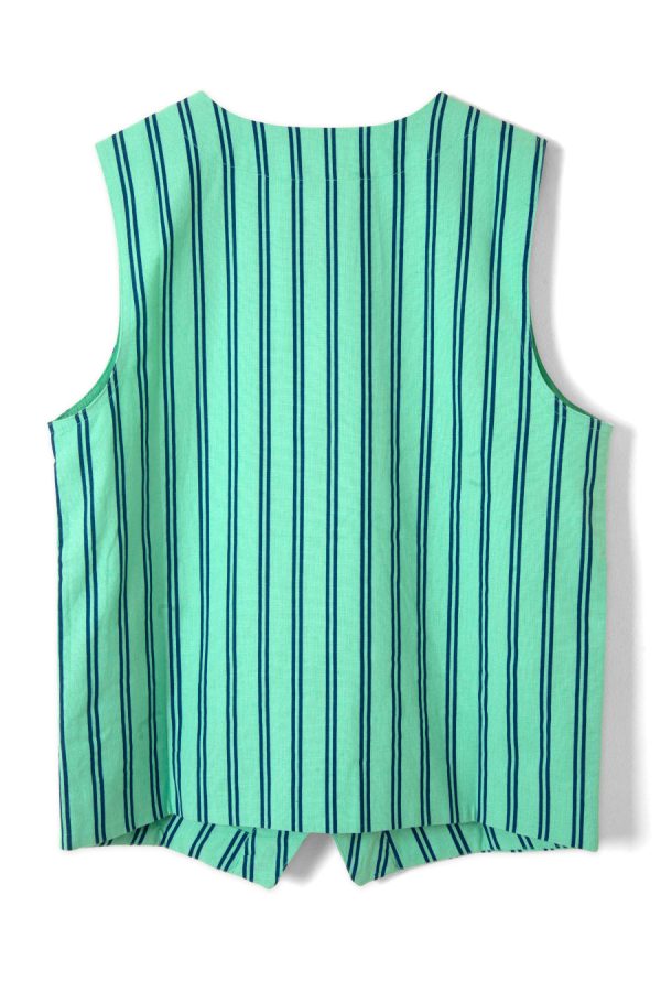 Co-ords Damson Madder | Women coco oversized waistcoat - mint stripe None - Image 3