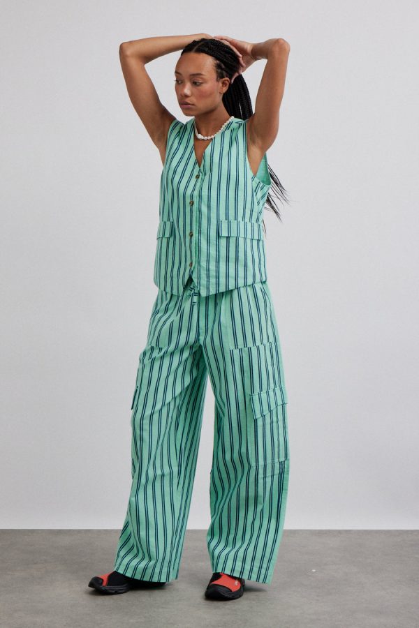 sydney coastal cargo pants - mint stripe None Women | Co-ords Damson Madder - Image 10