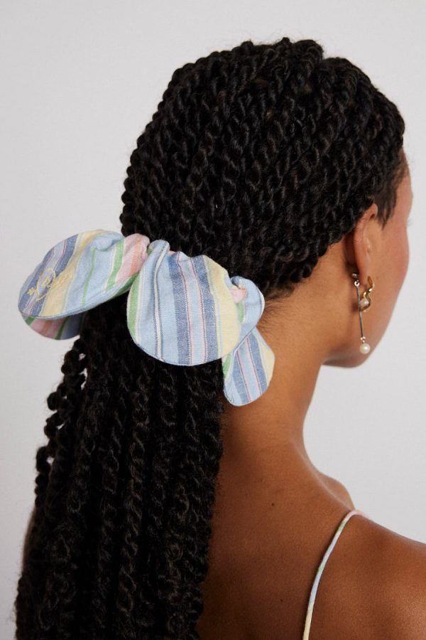 Co-ords | Women Damson Madder flower scrunchie in multi colour stripe None