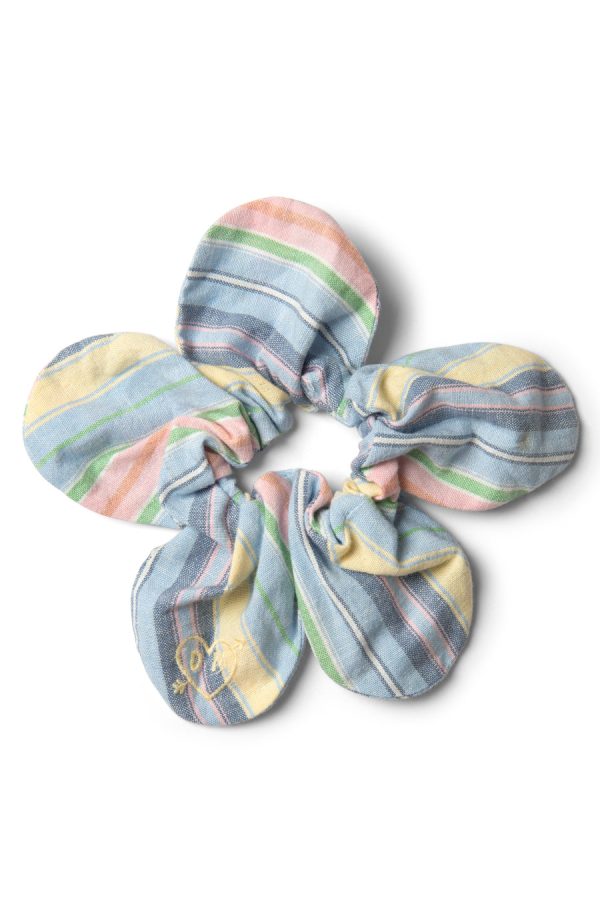 Co-ords | Women Damson Madder flower scrunchie in multi colour stripe None - Image 3