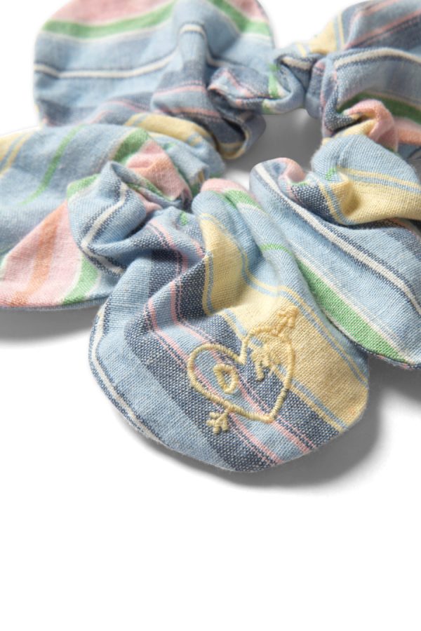 Co-ords | Women Damson Madder flower scrunchie in multi colour stripe None - Image 2