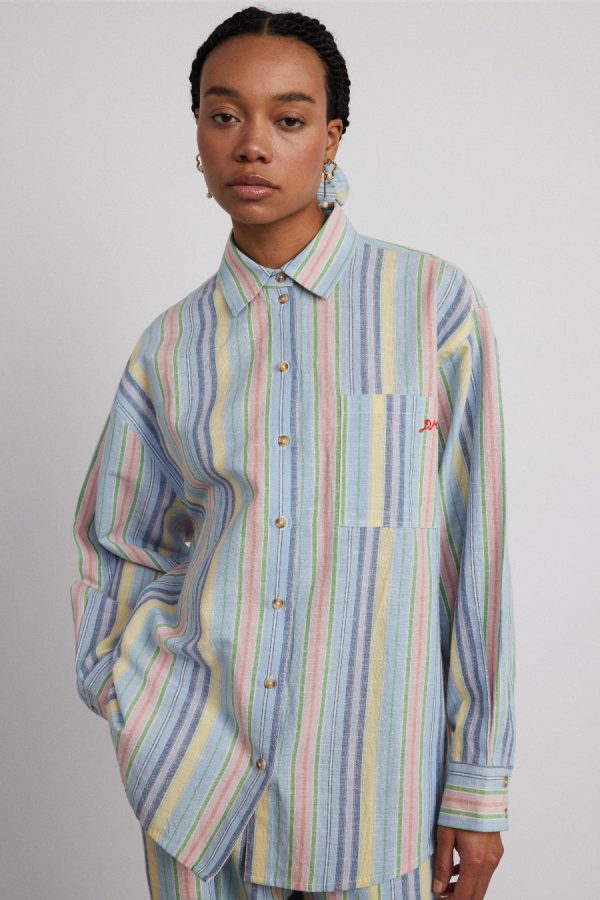 Women skyla shirt - multi stripe None | Co-ords Damson Madder
