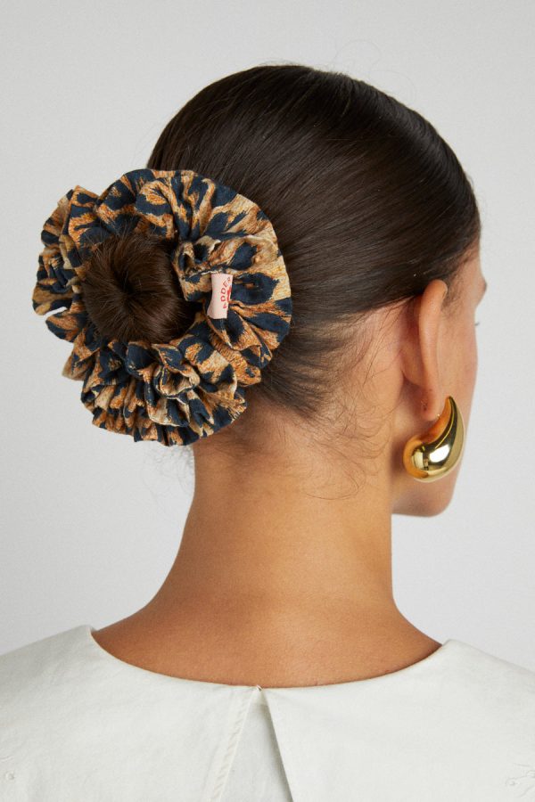 Hair Accessories | shirred garter scrunchie in leopard None - Damson Madder Women