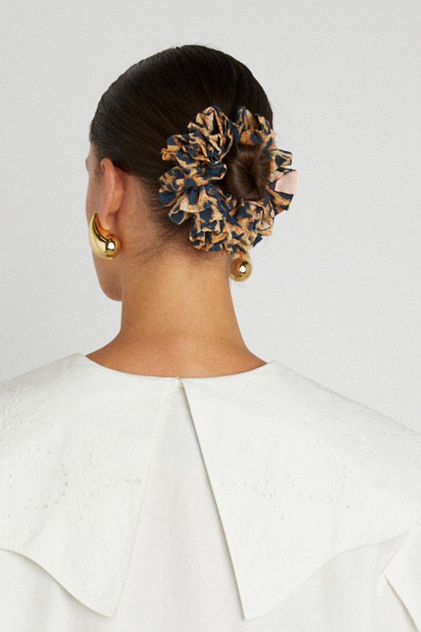 Hair Accessories | shirred garter scrunchie in leopard None - Damson Madder Women - Image 5