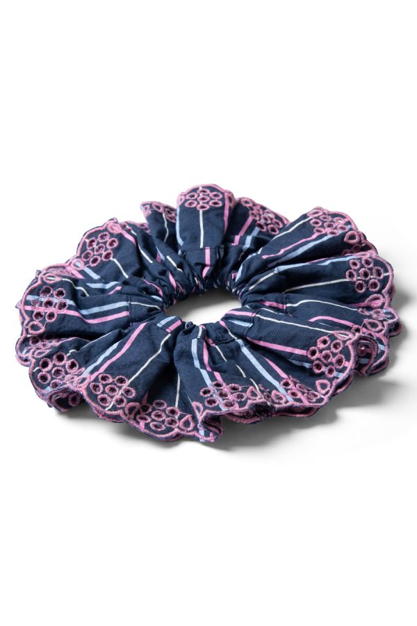 stripe scrunchie with broderie edge None | Hair Accessories Damson Madder Women - Image 2