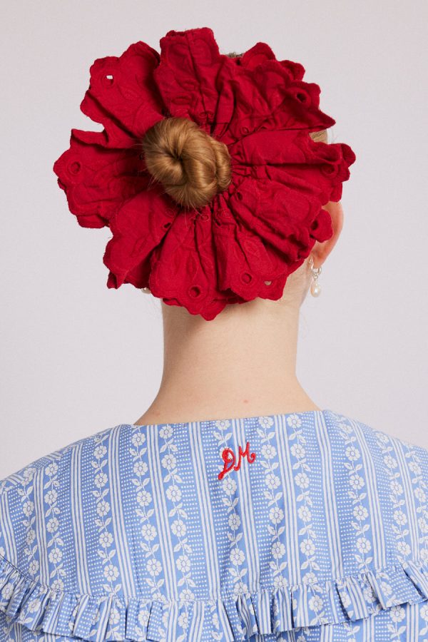 Women Hair Accessories | Damson Madder embroidered scrunchie in red None