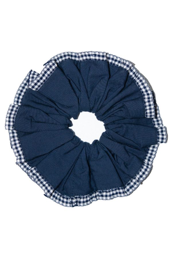 frill scrunchie in navy with gingham edge None | Hair Accessories Damson Madder Women - Image 4