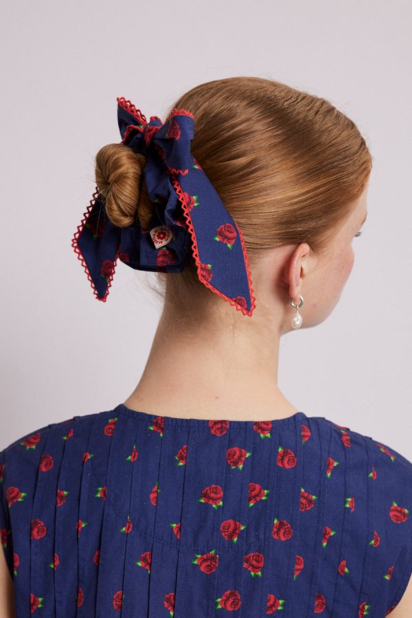 Damson Madder bow scrunchie in rose print None | Women Hair Accessories