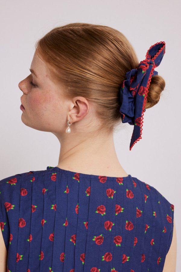 Damson Madder bow scrunchie in rose print None | Women Hair Accessories - Image 2