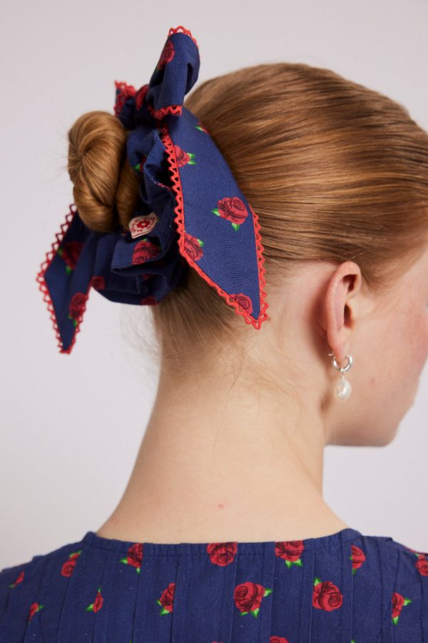 Damson Madder bow scrunchie in rose print None | Women Hair Accessories - Image 4
