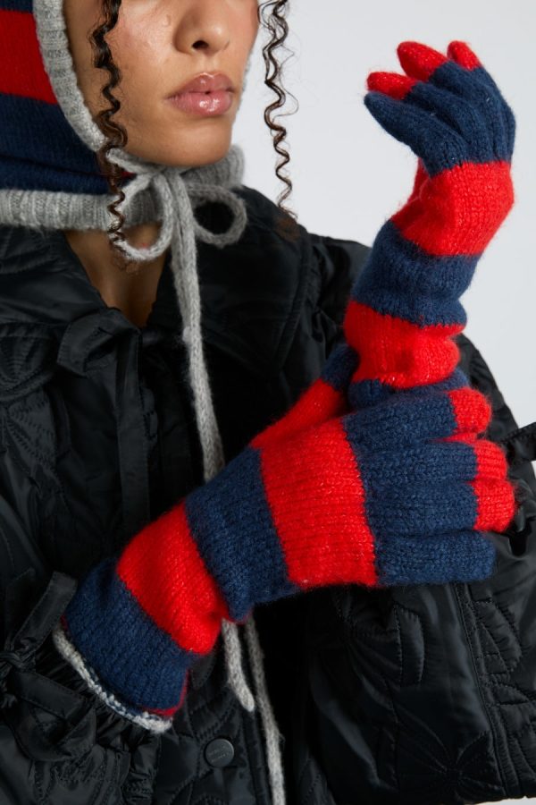 long gloves in navy & red stripe None | Cold Weather Accessories Damson Madder Women