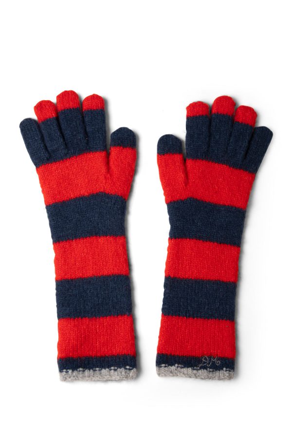 long gloves in navy & red stripe None | Cold Weather Accessories Damson Madder Women - Image 2