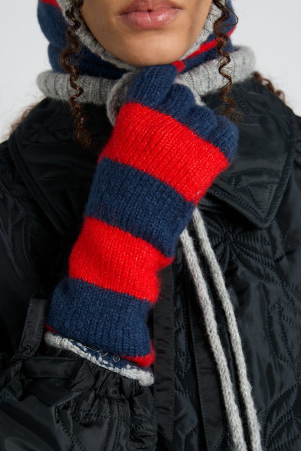 long gloves in navy & red stripe None | Cold Weather Accessories Damson Madder Women - Image 3