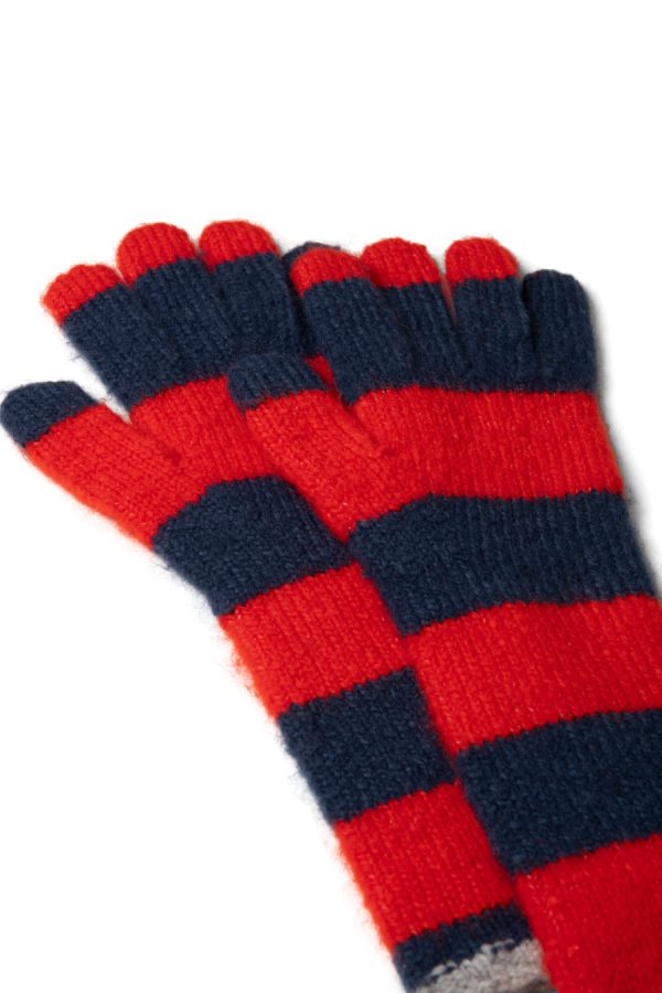 long gloves in navy & red stripe None | Cold Weather Accessories Damson Madder Women - Image 4