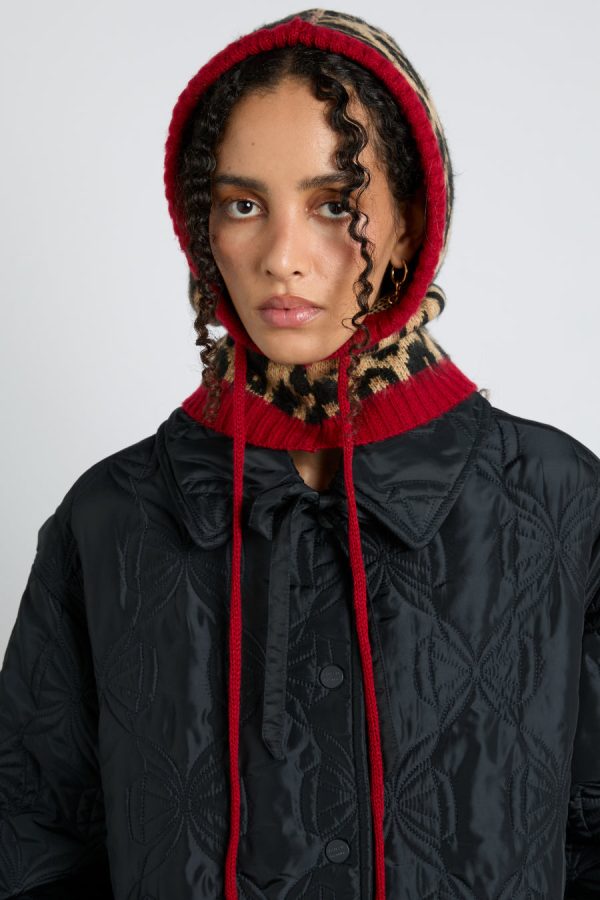 Cold Weather Accessories | hood in leopard with red tie None | Damson Madder Women - Image 3