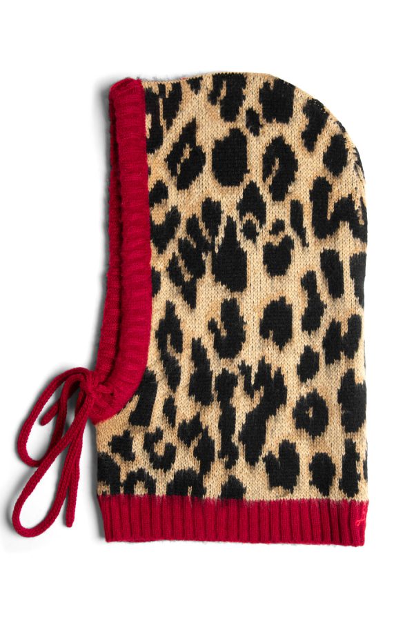 Cold Weather Accessories | hood in leopard with red tie None | Damson Madder Women - Image 2
