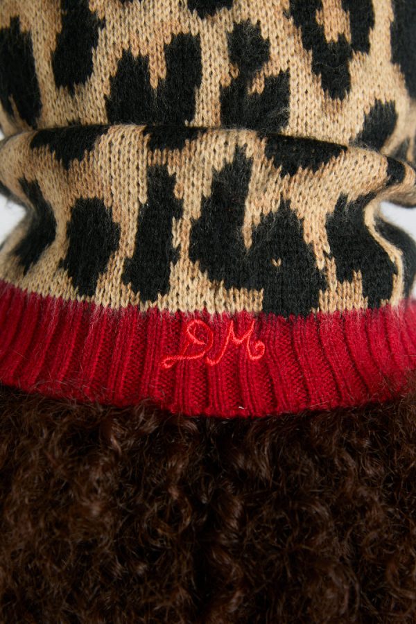 Cold Weather Accessories | hood in leopard with red tie None | Damson Madder Women - Image 6