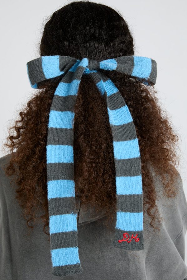 Cold Weather Accessories | knitted hair bow in stripe None | Damson Madder Women