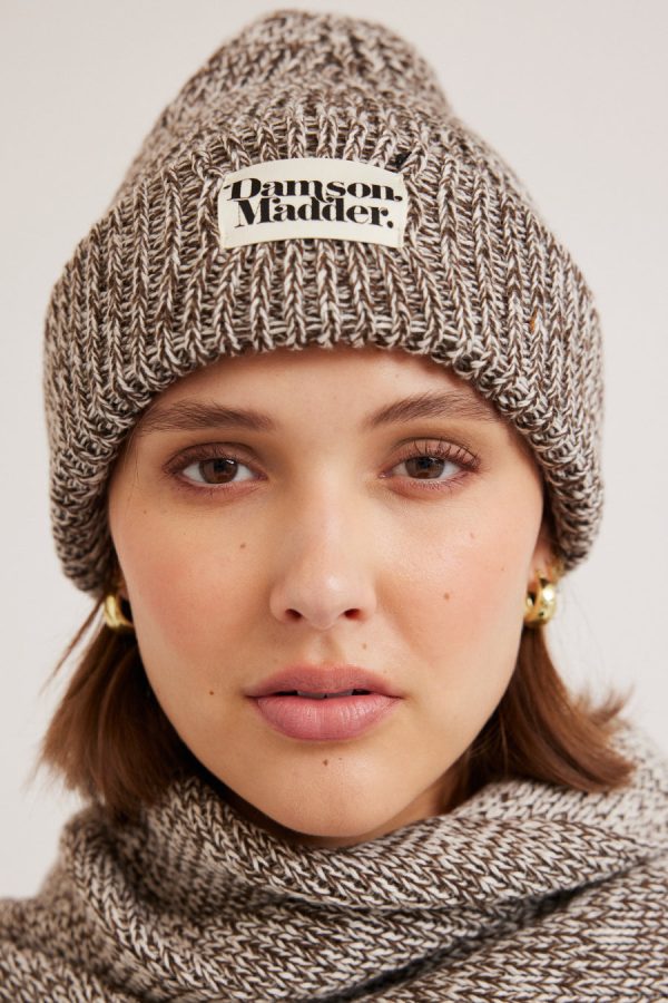 Women Hats | Damson Madder flecked yarn beanie - chocolate None