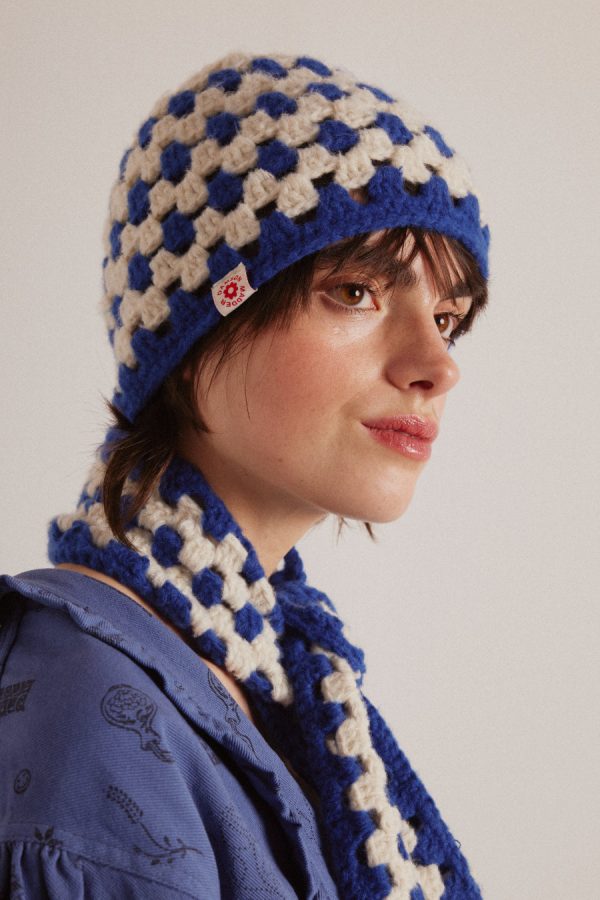Women Hats | Damson Madder crochet stripe hat - blue None
